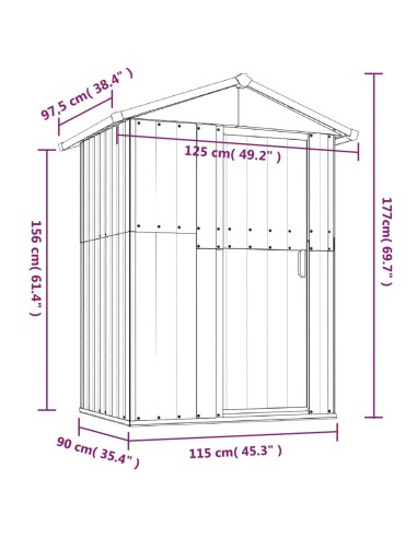Abri de jardin Anthracite - 126x97,5x177 cm