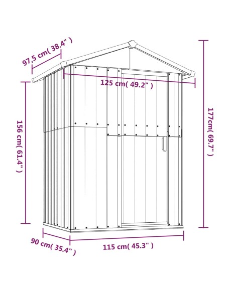 Abri de jardin Anthracite - 126x97,5x177 cm