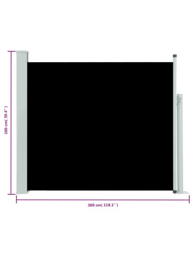 Auvent latéral rétractable de patio 100x300 cm...