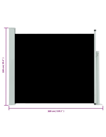Auvent latéral rétractable de patio 100x300 cm NOIR