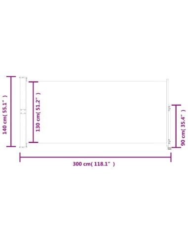 Auvent latéral rétractable - 140 x 300 cm