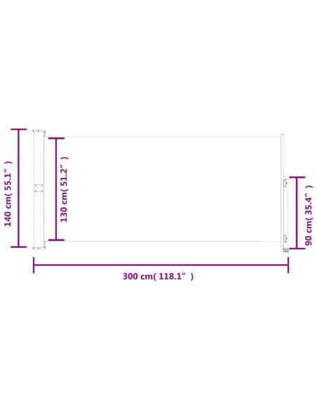 Auvent latéral rétractable - 140 x 300 cm