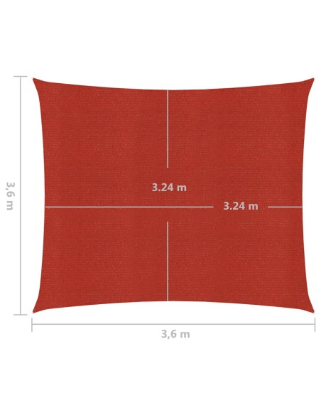Voile d'ombrage 160 g/m² Rouge - 3,6x3,6m