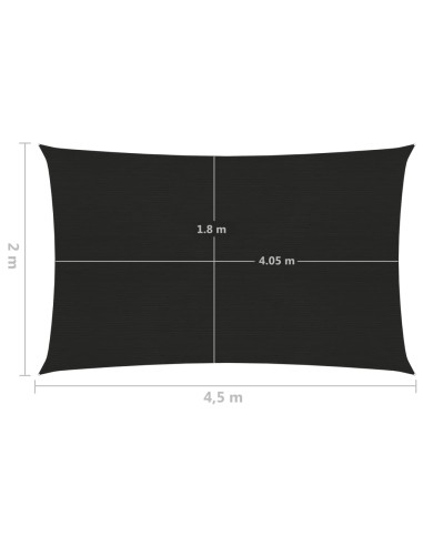 Voile d'ombrage 160 g/m² Noir 2x4,5m PEHD