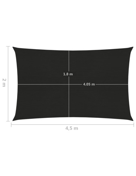 Voile d'ombrage 160 g/m² Noir 2x4,5m PEHD