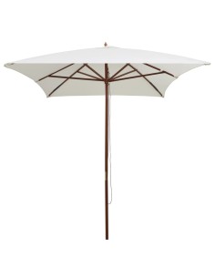Parasol avec poteau en bois 200 x 300 cm Blanc crème 2
