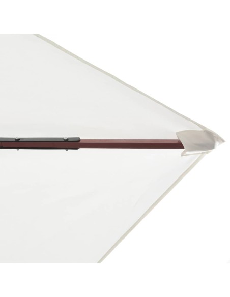 Parasol avec poteau en bois 200 x 300 cm Blanc crème