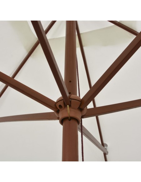 Parasol avec poteau en bois 200 x 300 cm Blanc crème