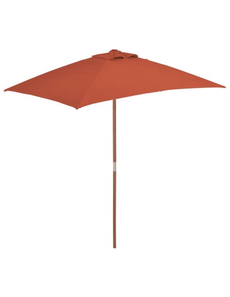 Parasol d'extérieur avec mât en bois 150 x 200 cm Terre cuite