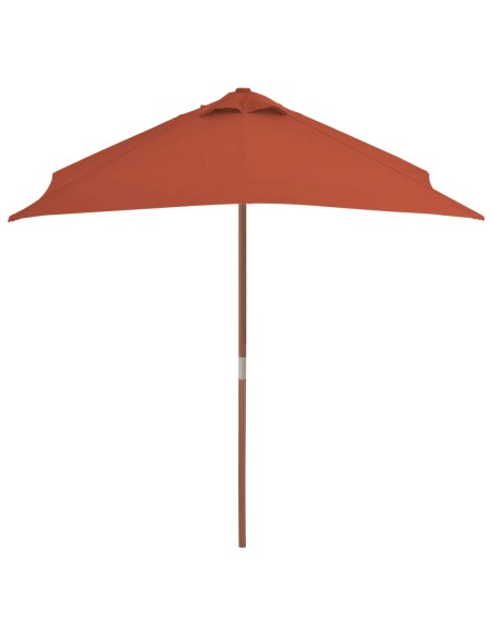 Parasol d'extérieur avec mât en bois 150 x 200 cm Terre cuite