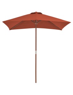 Parasol d'extérieur avec mât en bois 150 x 200 cm Terre...