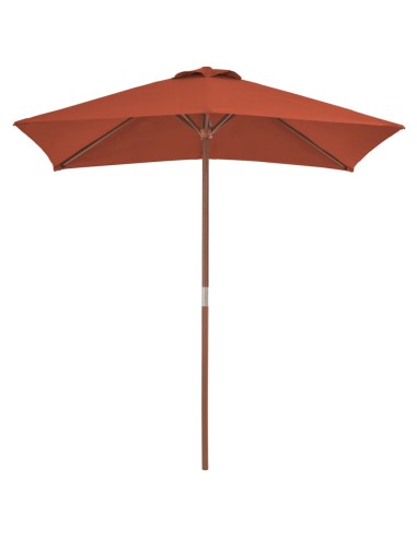 Parasol d'extérieur avec mât en bois 150 x 200 cm Terre cuite