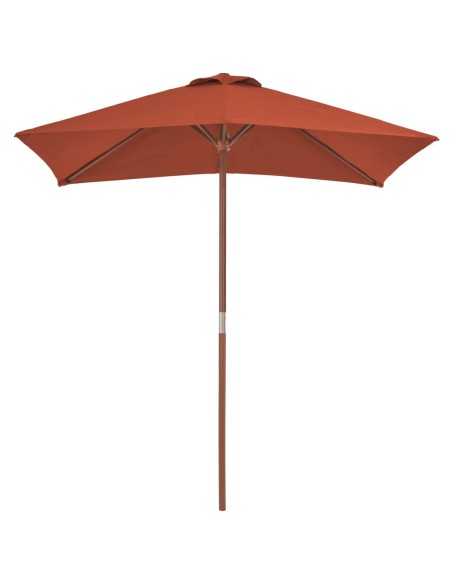Parasol d'extérieur avec mât en bois 150 x 200 cm Terre cuite