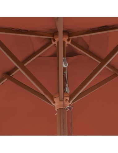 Parasol d'extérieur avec mât en bois 150 x 200...