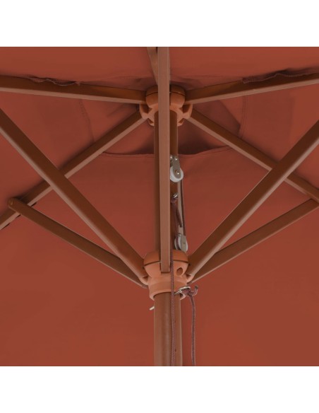 Parasol d'extérieur avec mât en bois 150 x 200 cm Terre cuite