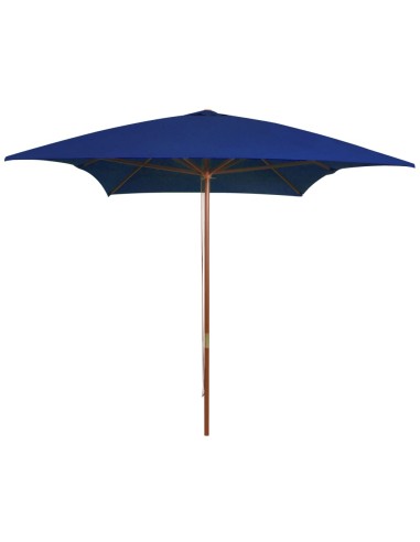 Parasol d'extérieur avec mât en bois Bleu 200x300 cm