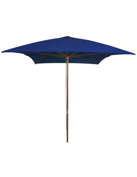 Parasol d'extérieur avec mât en bois Bleu 200x300 cm