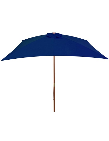 Parasol d'extérieur avec mât en bois Bleu 200x300 cm