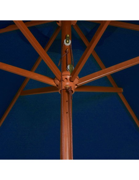 Parasol d'extérieur avec mât en bois Bleu 200x300 cm