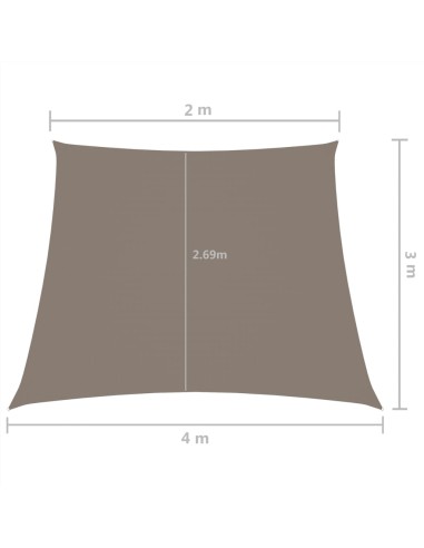 Voile d'ombrage trapèze 2x4x3m Taupe