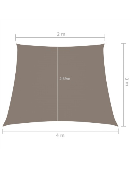 Voile d'ombrage trapèze 2x4x3m Taupe