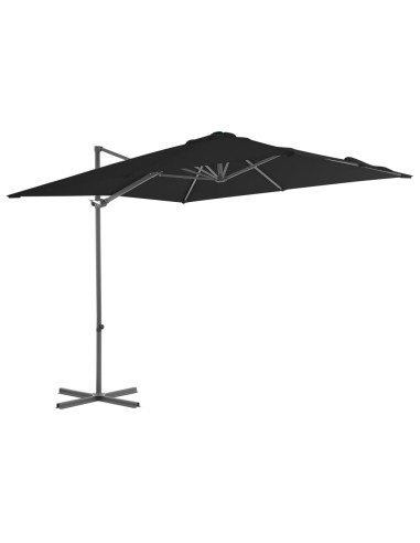 Parasol déporté avec mât en acier Noir 250x250 cm