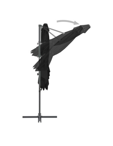 Parasol déporté avec mât en acier Noir 250x250 cm