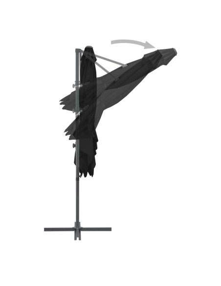 Parasol déporté avec mât en acier Noir 250x250 cm