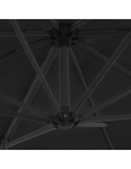 Parasol déporté avec mât en acier Noir 250x250 cm
