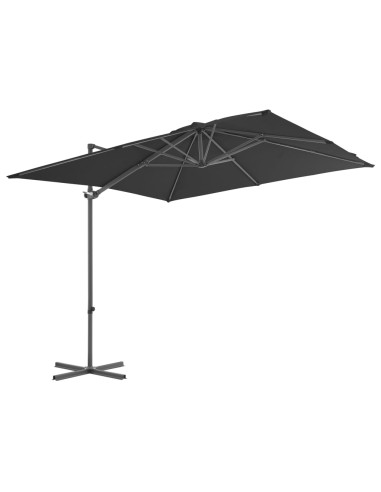 Parasol en porte-à-faux avec mât en Acier 250x250 cm Anthracite