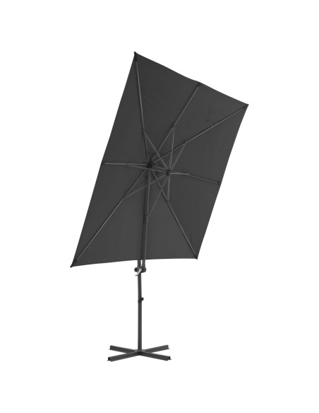 Parasol en porte-à-faux avec mât en Acier 250x250 cm Anthracite