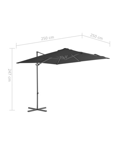 Parasol en porte-à-faux avec mât en Acier...