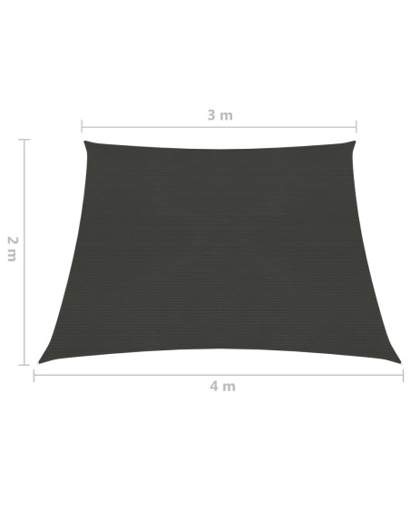 Voile d'ombrage 160 g/m² Anthracite 3x4x2 m PEHD