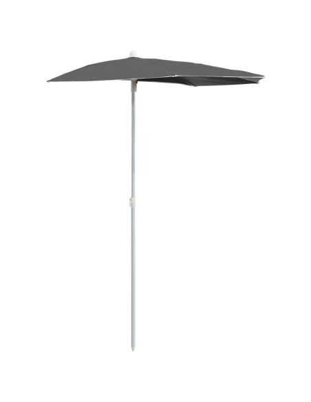 Demi-parasol de jardin avec mât 180x90 cm Anthracite