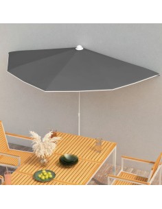 Demi-parasol de jardin avec mât 180x90 cm Anthracite 2