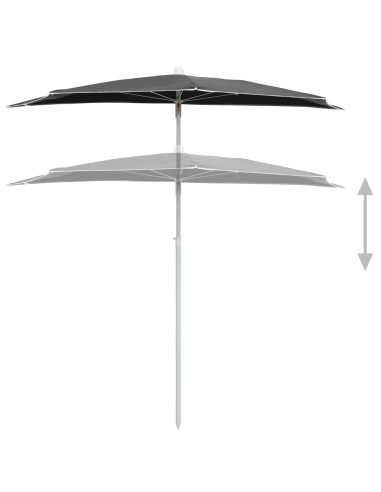 Demi-parasol de jardin avec mât 180x90 cm...