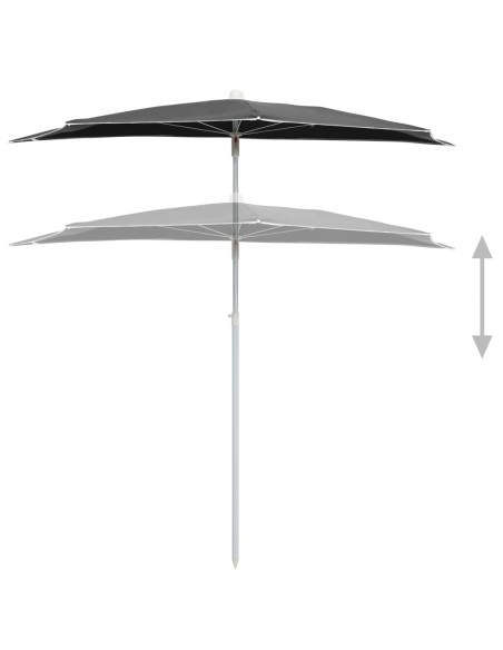 Demi-parasol de jardin avec mât 180x90 cm Anthracite