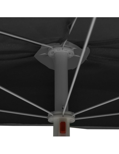 Demi-parasol de jardin avec mât 180x90 cm...