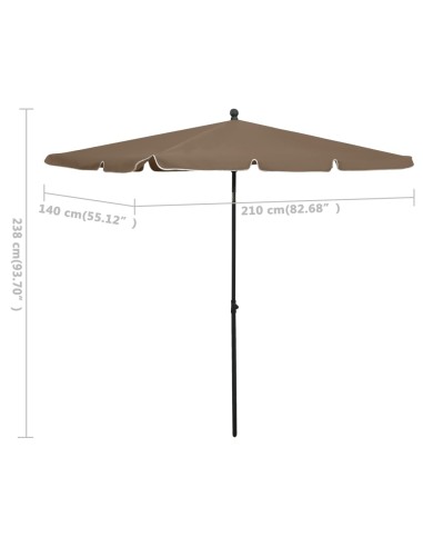 Parasol de jardin avec mât 210x140 cm Taupe