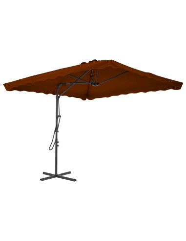 Parasol d'extérieur avec mât en acier Terre cuite 250x250x230cm