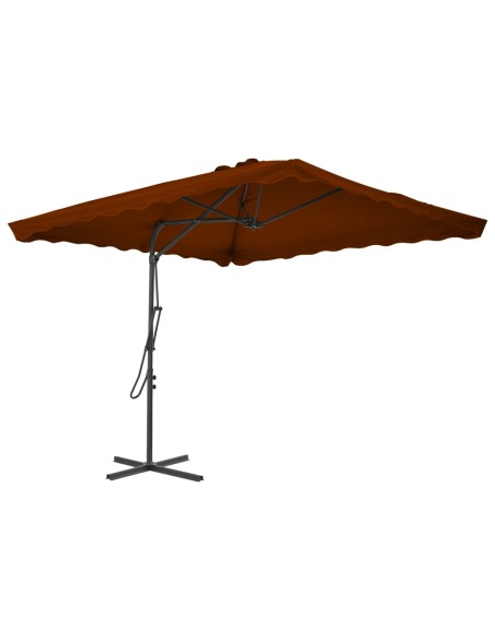 Parasol d'extérieur avec mât en acier Terre cuite 250x250x230cm