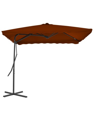 Parasol d'extérieur avec mât en acier Terre...