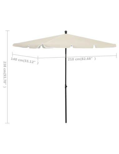 Parasol de jardin avec mât 210x140 cm Sable