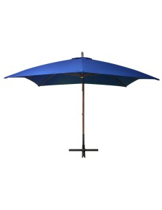 Parasol suspendu avec mât Bleu azuré 3x3 m Bois de sapin...