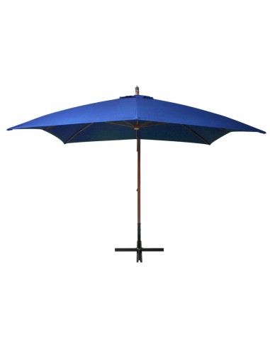 Parasol suspendu avec mât Bleu azuré 3x3 m Bois de sapin massif