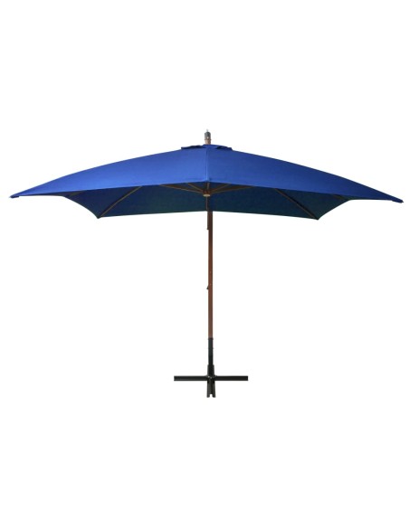 Parasol suspendu avec mât Bleu azuré 3x3 m Bois de sapin massif