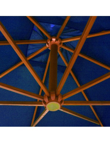 Parasol suspendu avec mât Bleu azuré 3x3 m Bois...