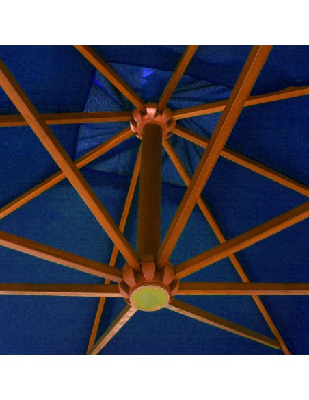 Parasol suspendu avec mât Bleu azuré 3x3 m Bois de sapin massif