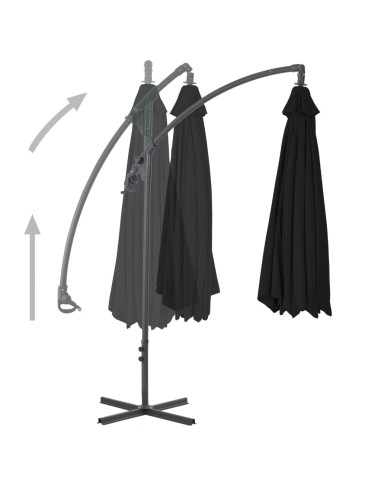 Parasol déporté avec mât en acier 250x250 cm Noir