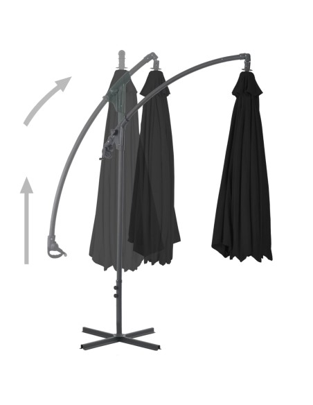 Parasol déporté avec mât en acier 250x250 cm Noir